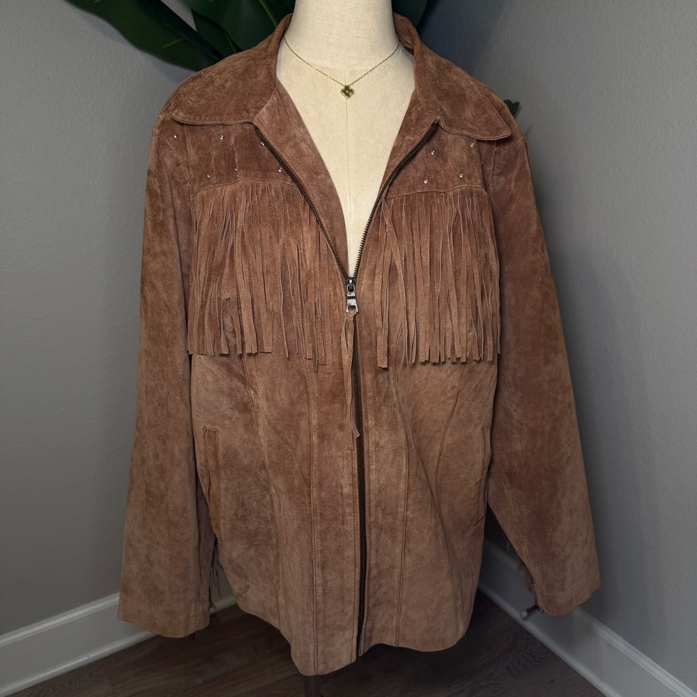 Quacker Factory Suede Fringe Jacket | Western Boho | Size 1X